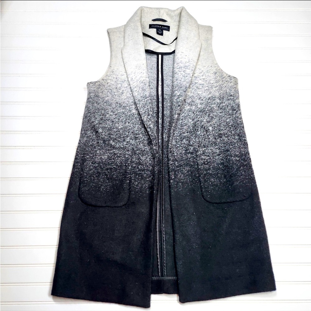 Andrew Marc Wool Blend Long Ombre Vest S